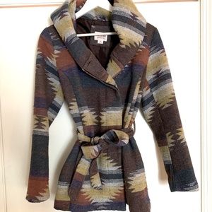 Mossimo Supply Co. Belted Jacket with Buttons // Southwestern Jacket with Hood